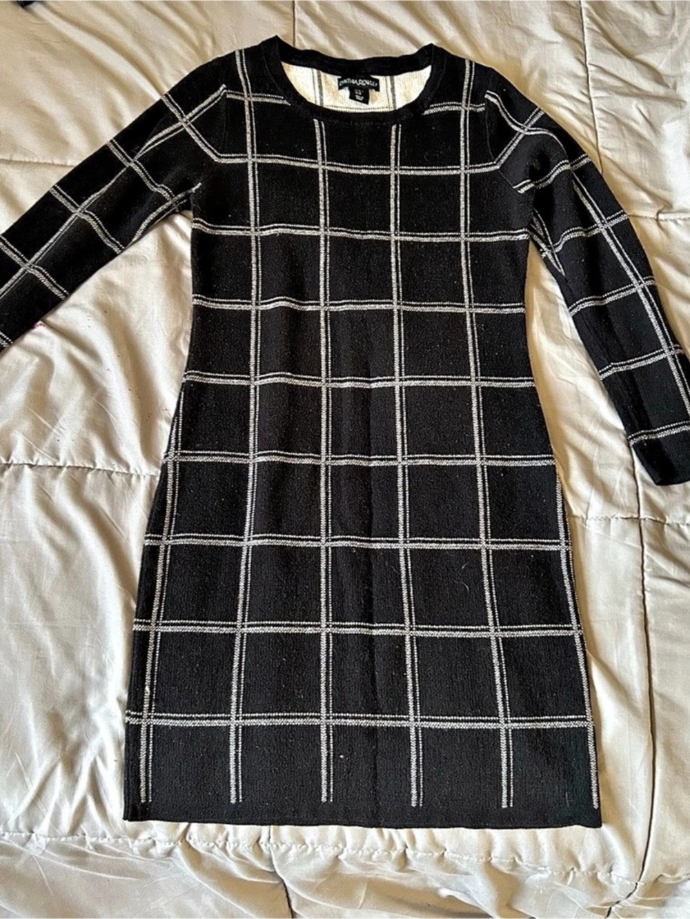 Cynthia Rowley Checkered Mini Dress in Black & White Size Medium Like New